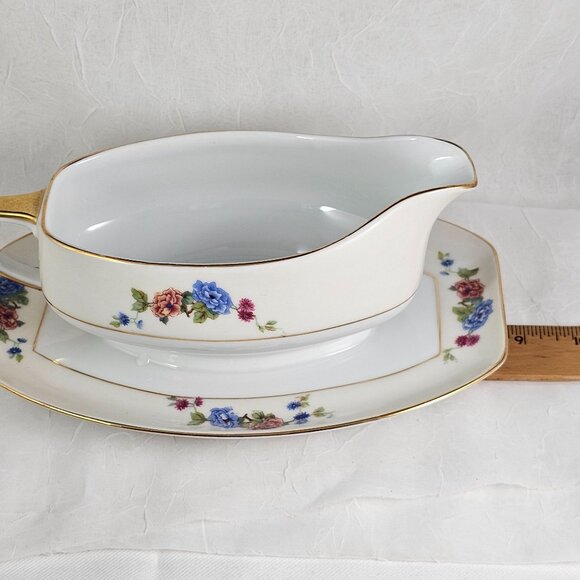 Edelstein Bavaria Porcelain Sauce Gravy Server Underplate floral ivory banded - Picture 7 of 9